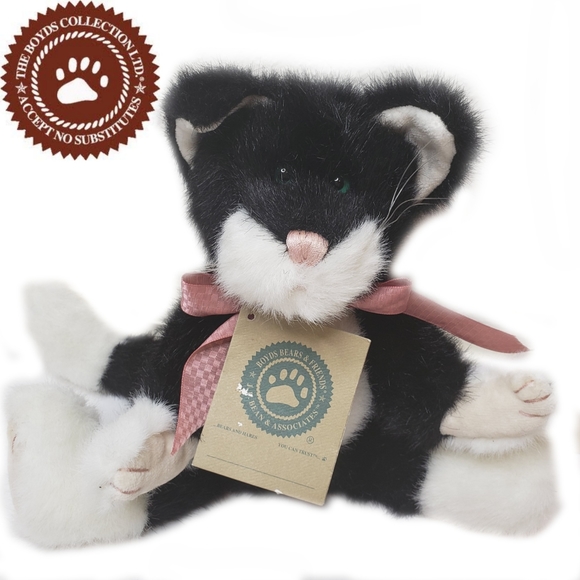 Boyds Bears Other - Boyds Bears black and white fuzzy cat with bow